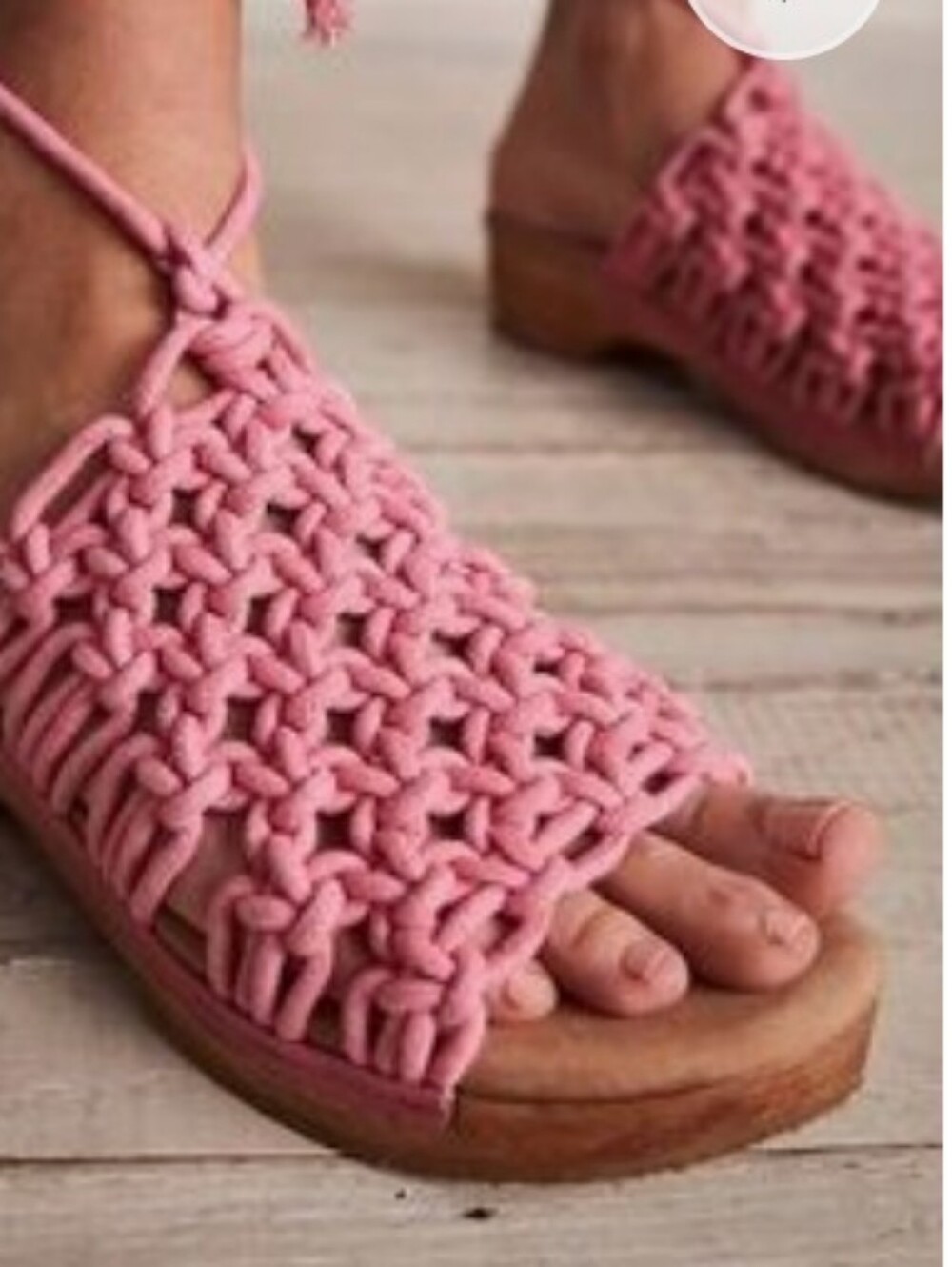Free People Candy Pink Crochet Wooden Clog Sandal